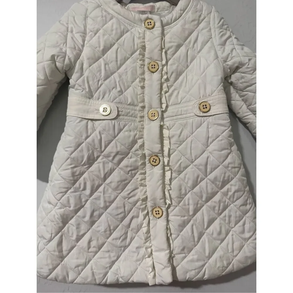 Janie and Jack white button front puffer jacket 12-24 M